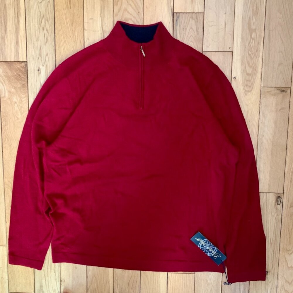 Nwt garrett scott sweater Extra Fine Merino Quarter Zip Men’s Large Pullover